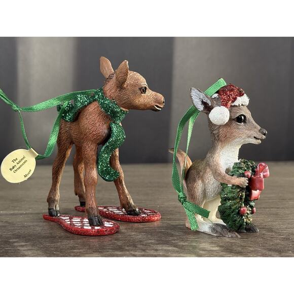 NIB Pair Danbury Mint Baby Animal Ornament Collection Kangaroo And Moose - Picture 4 of 9